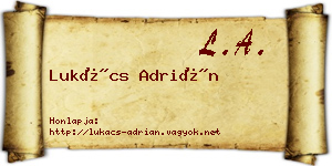 Lukács Adrián névjegykártya